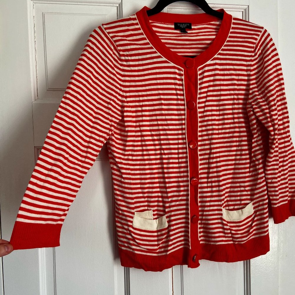 3/4 sleeve striped cardigan
